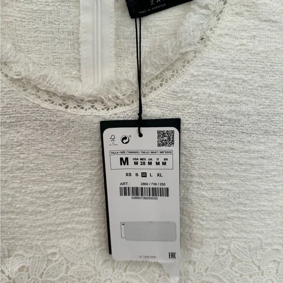 ZARA NWT White embroidered tweed mini dress | Size M - Picture 7 of 12